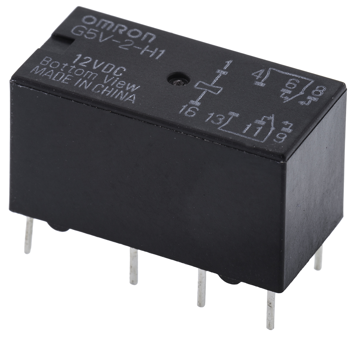 Omron PCB Mount Signal Relay, 12V dc Coil, 1A Switching Current, DPDT