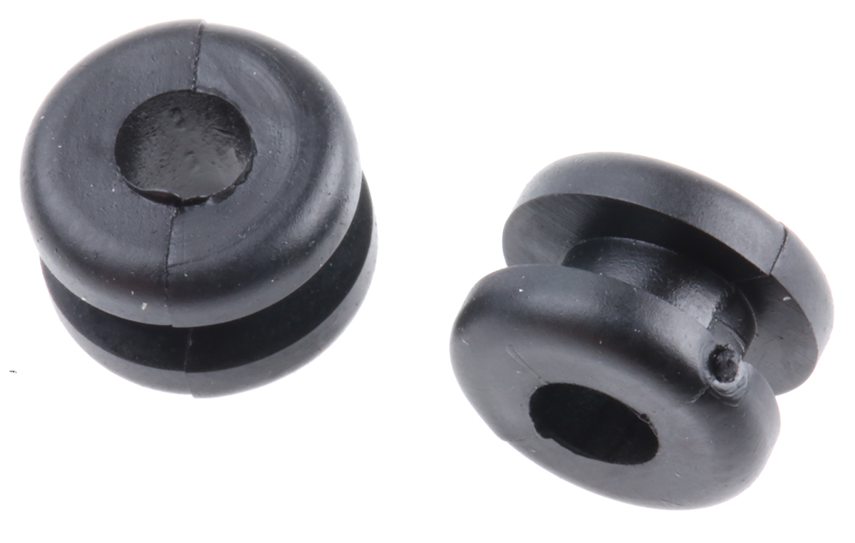 HellermannTyton HV Black PVC 6.4mm Cable Grommet for Maximum of 4mm Cable Dia. 633-02020 HV1201B-PVC-FR-BK