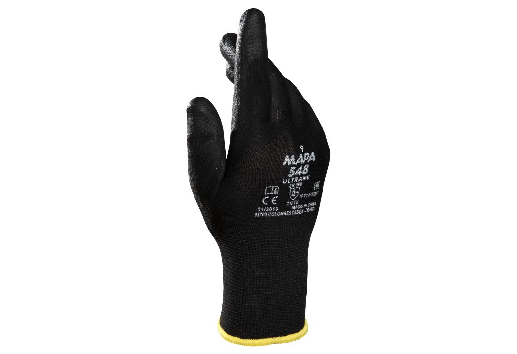 Mapa ULTRANE 548 Black Polyurethane Foam Work Gloves, Size 7
