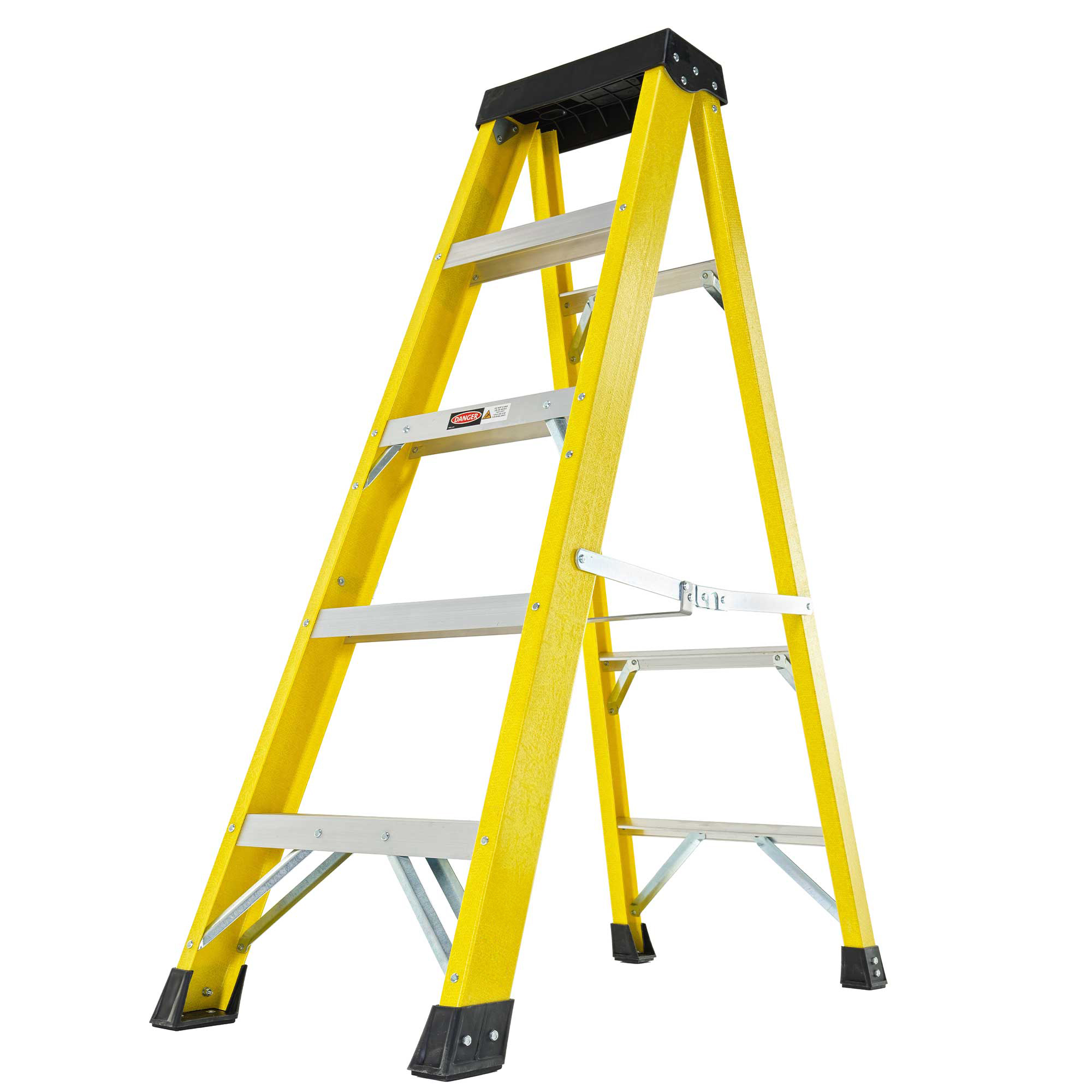 RS PRO Fibreglass 5 steps Step Ladder, 2.268m open length