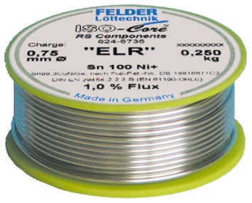 Felder Lottechnik Wire, 0.75mm Lead Free Solder, 227°C Melting Point