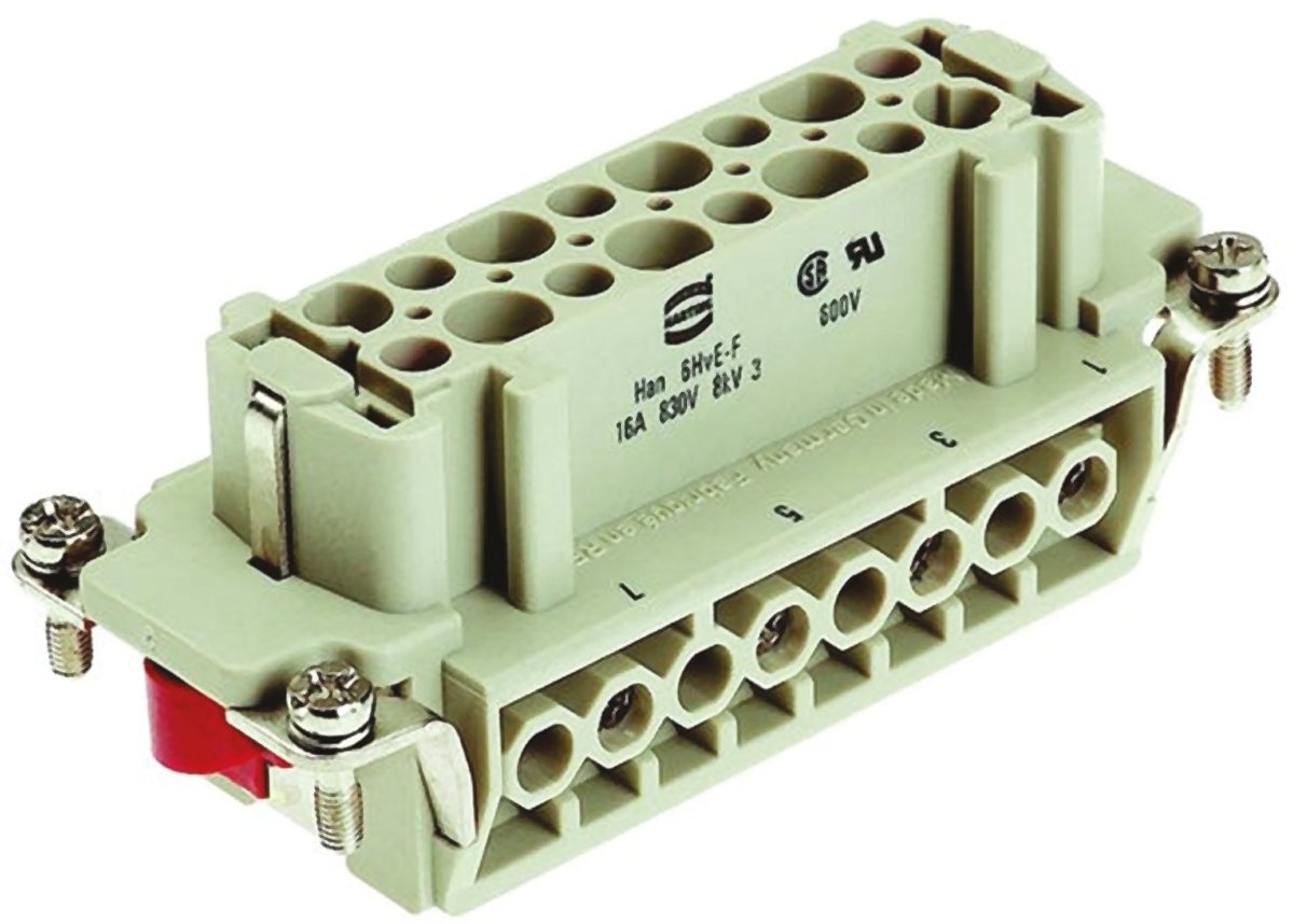 HARTING Heavy Duty Power Connector Insert, 16A, Female, Han Hv E Series, 6 Contacts