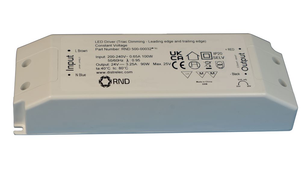 RND LED Driver, 12V Output, 90W Output, 7.5A Output, Constant Voltage Dimmable