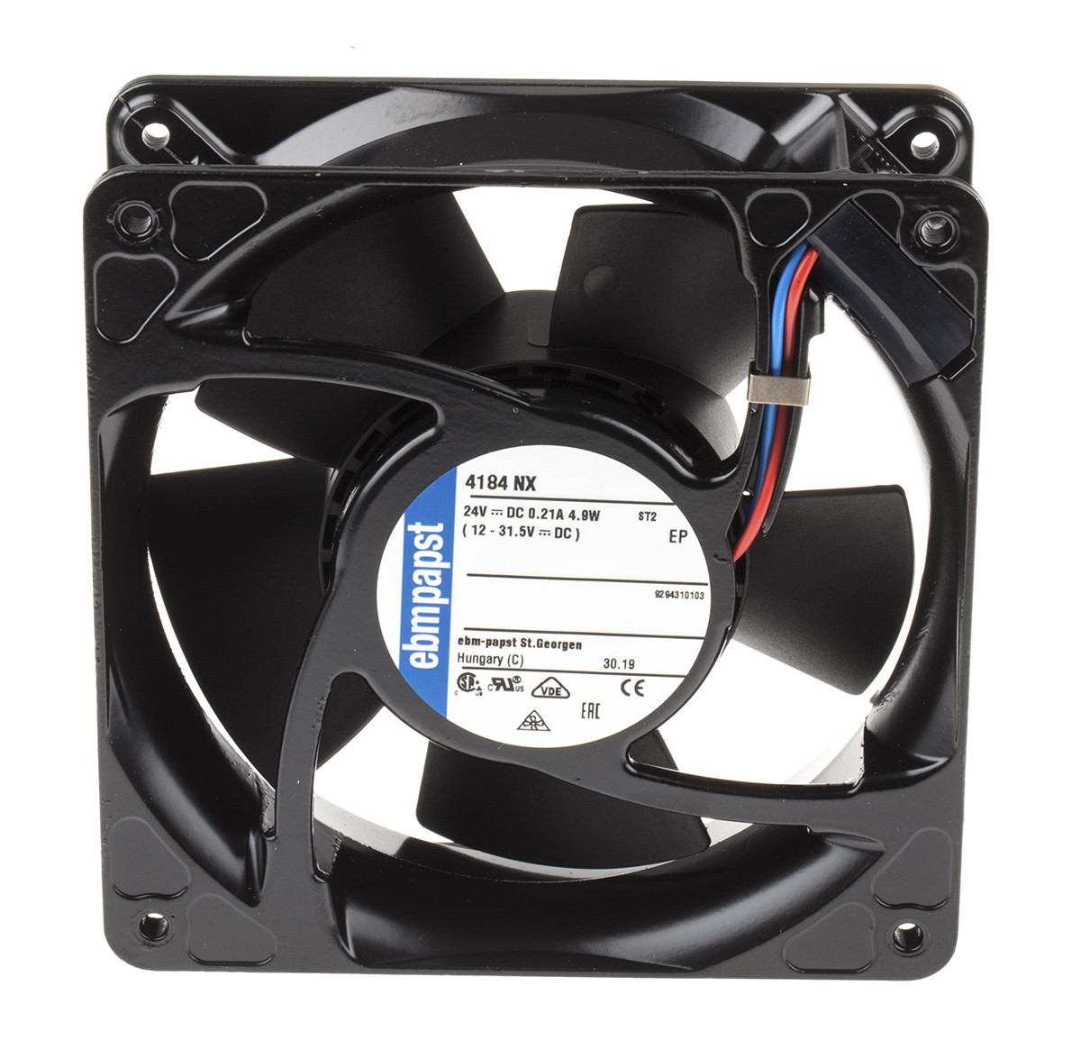 ebm-papst 4100 N Series Axial Fan, 24 V dc, DC Operation, 180m³/h, 4.9W, 119 x 119 x 38mm