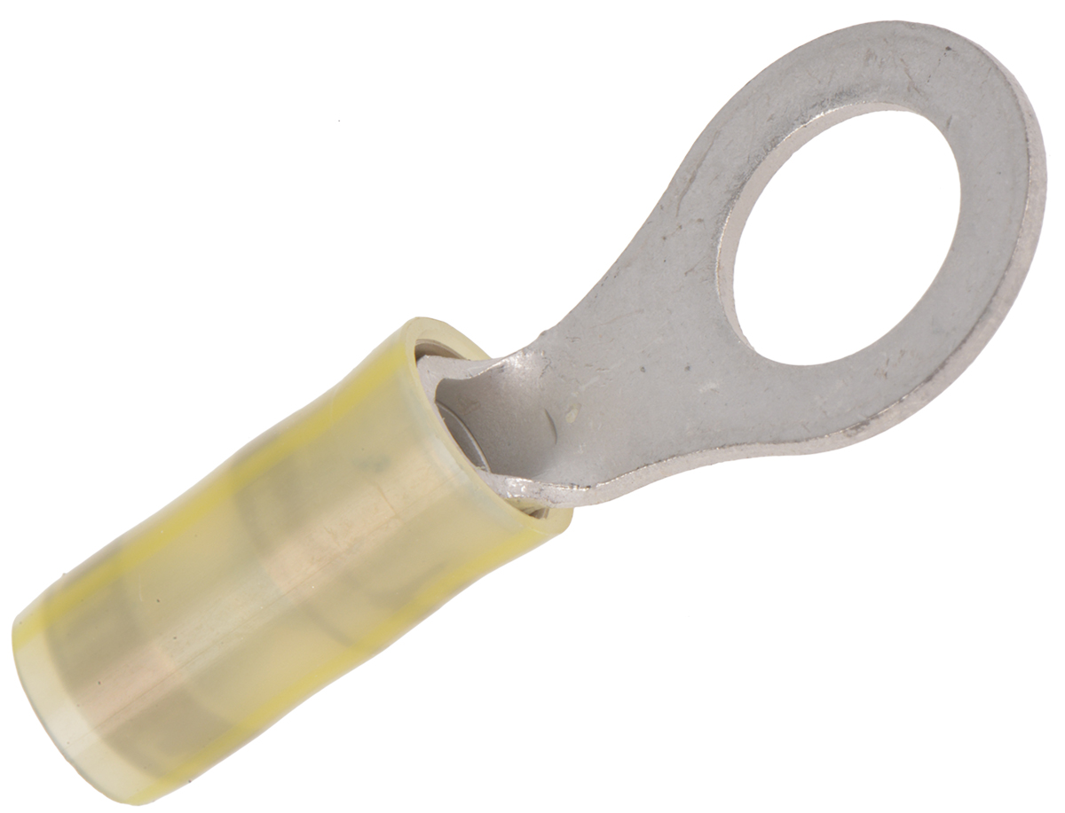 TE Connectivity, PIDG Insulated Ring Terminal, M8 Stud Size, 2.6mm² to 6.6mm² Wire Size, Yellow