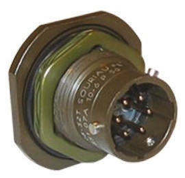 Souriau Sunbank by Eaton, 851, Copper Alloy 4 Way Panel Mount MIL Spec Circular Connector Receptacle, Pin