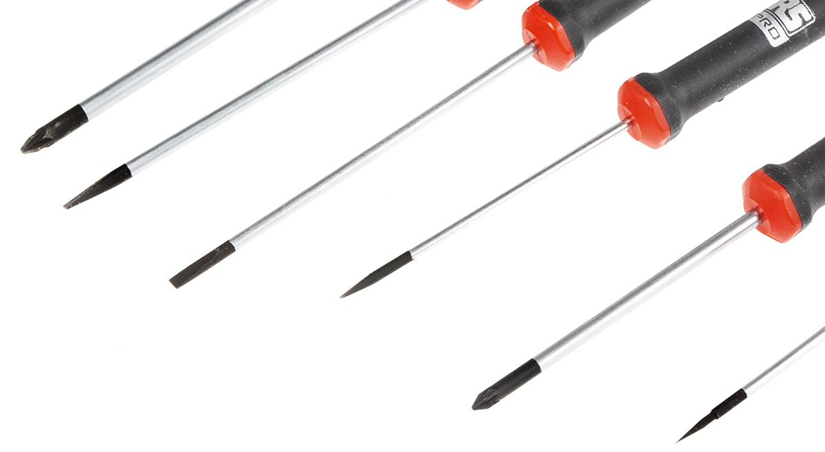 RS PRO Pozidriv; Slotted Precision Screwdriver Set, 6-Piece