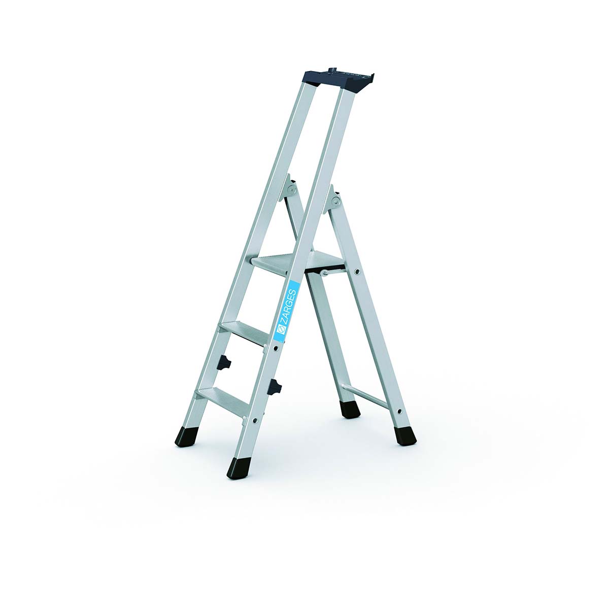 Zarges Aluminium 3 steps Step Ladder, 2.6m platform height, 1.22m open length