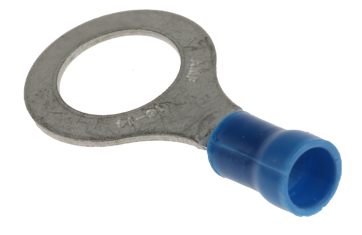 TE Connectivity, PLASTI-GRIP Insulated Ring Terminal, M10 Stud Size, 1mm² to 2.6mm² Wire Size, Blue
