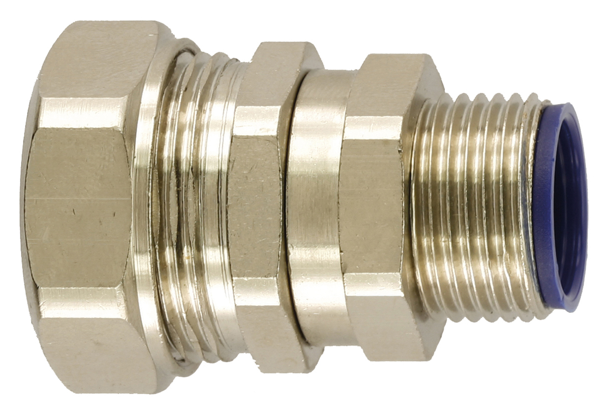 Flexicon Straight, Swivel, Conduit Fitting, 25mm Nominal Size, M25, Nickel Plated Brass IP66, IP67, IP68, IP69K rating