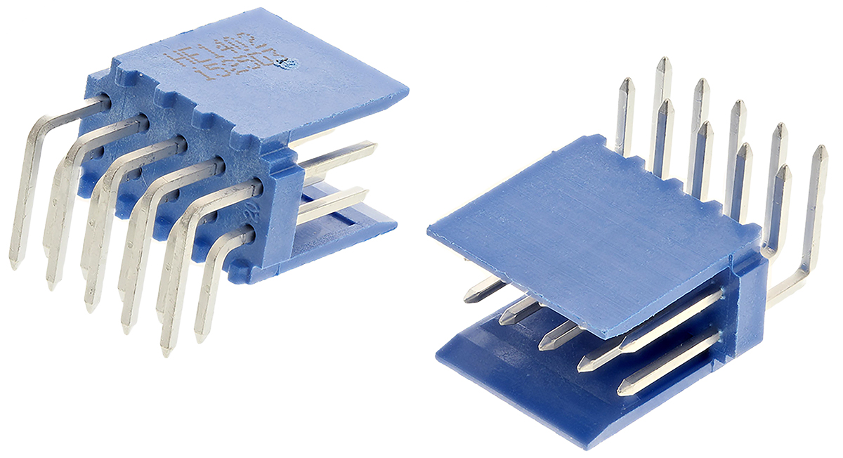 TE Connectivity AMPMODU HE14 Series Right Angle Through Hole PCB Header, 10 Contact(s), 2.54 mm Pitch, 2 Row, Shrouded