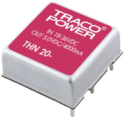 TRACOPOWER THN 20 DC-DC Converter, ±15V dc/ ±667mA Output, 18 → 36 V dc Input, 20W, Through Hole, +85°C Max Temp