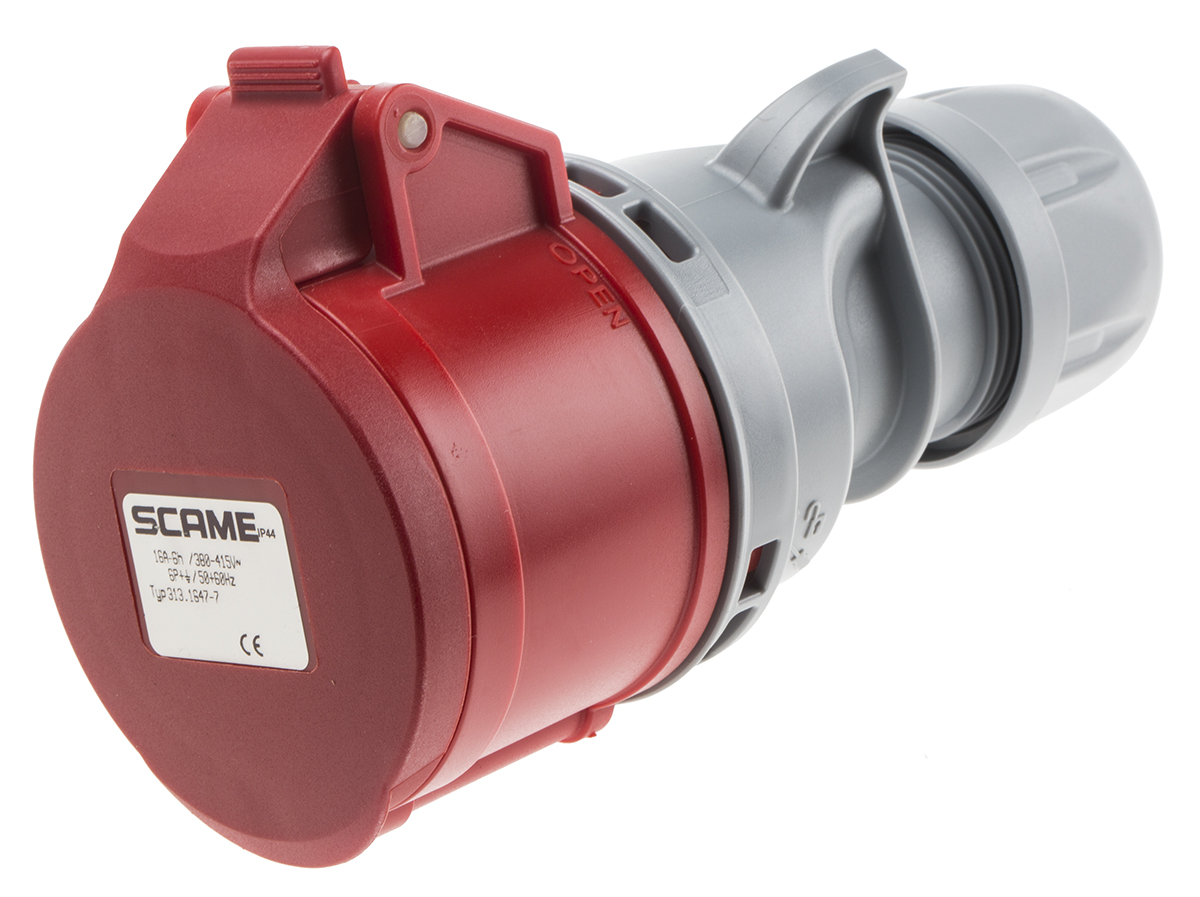 Scame, Optima Seven IP44 Red Cable Mount 6P + E Industrial Power Socket, Rated At 16A, 415 V