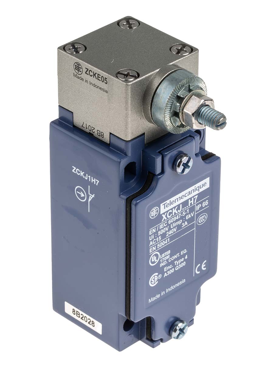Telemecanique Sensors XCKJ Series Roller Lever Limit Switch, NO/NC, IP66, Zinc Alloy Housing