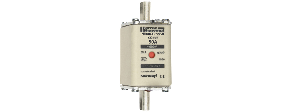 Mersen 50A NH Fuse, NH00, 690V ac