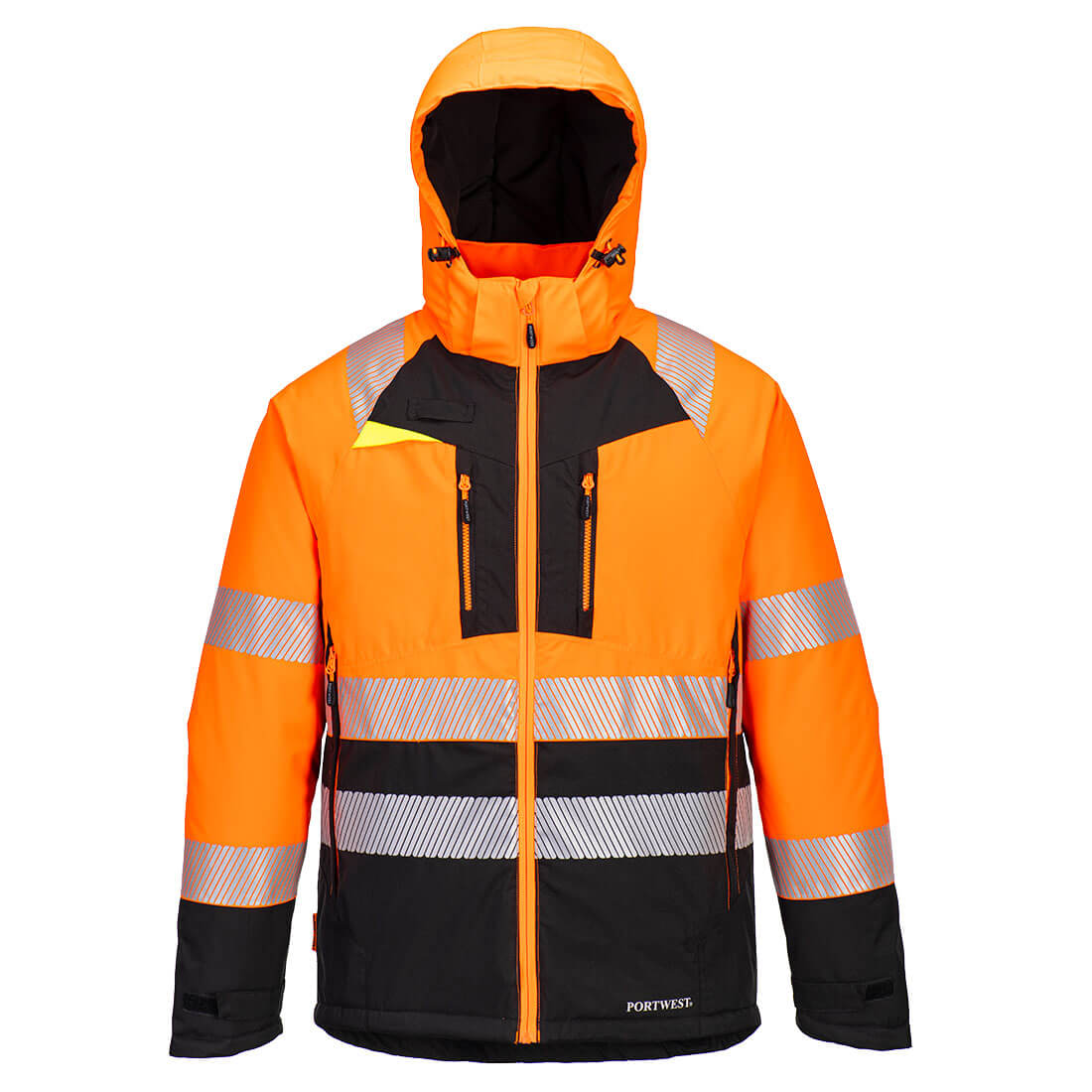 Portwest DX430O Black/Orange Unisex Hi Vis Jacket, M