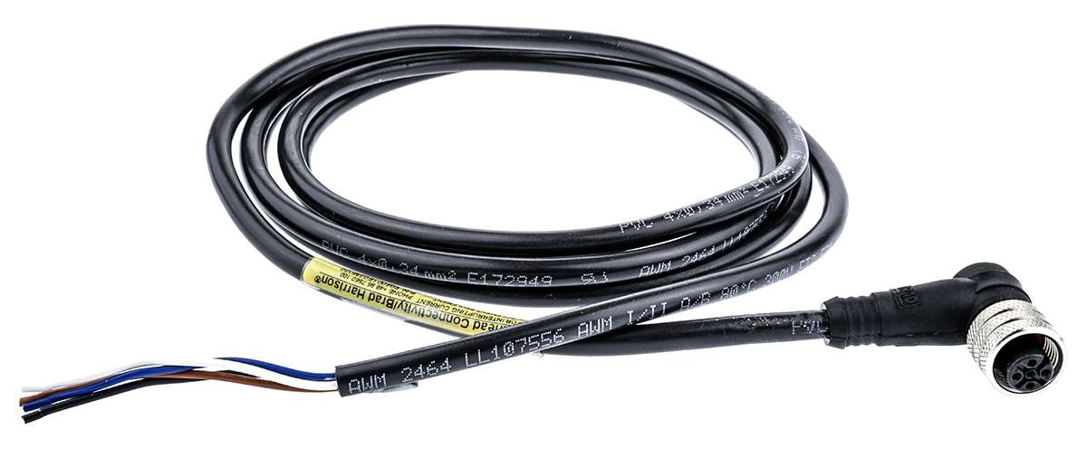 Brad from Molex Female 4 way M12 Micro Change to Male Pigtail Sensor Actuator Cable, 2 m