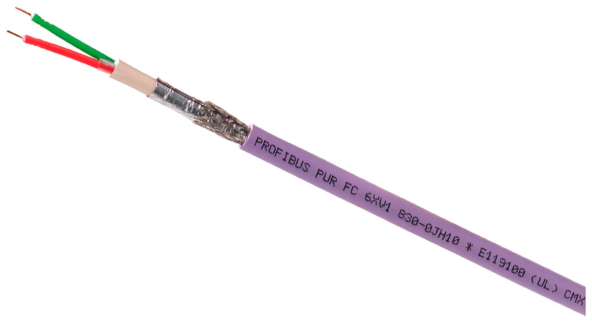 Siemens 6XV1831 Series Data Cable, 2 Cores, 50.26 mm², Screened, 20m, Aluminium Foil, Tinned Copper Braid Shield,