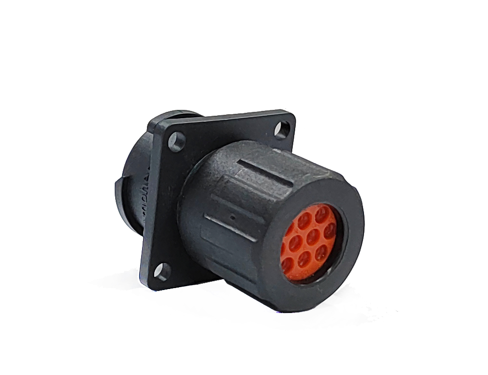 Amphenol Industrial Circular Connector, 10 Contacts, Flange, M12 Connector, Socket, Female, IP67, IP68, IP69K,