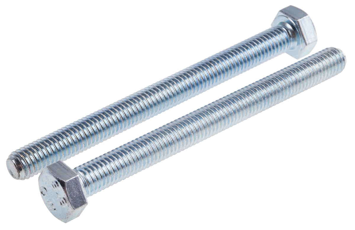 RS PRO Bright Zinc Plated Steel, Hex Bolt, M8 x 90mm