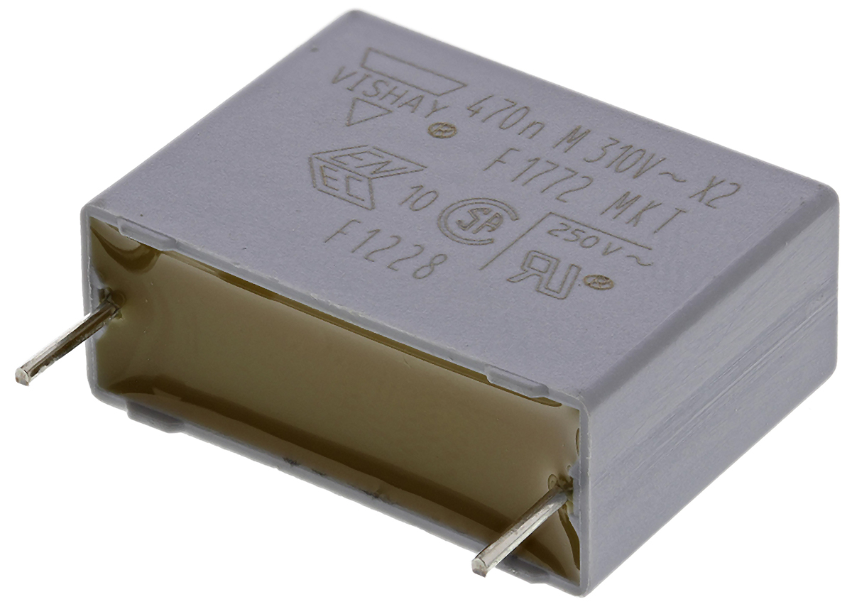 Vishay F1772 Polyester Film Capacitor, 310V ac, ±20%, 470nF, Through Hole