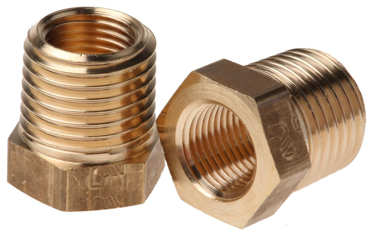 Legris Brass Pipe Fitting, Straight Threaded Reducer, Male R 1/4in to Female G 1/8in