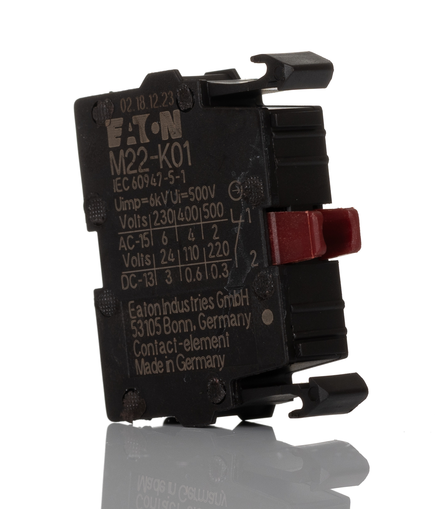 Eaton M22 Series Contact Block for Use with N(S)1(-4) Series, NZM1(-4) Series, PN1(-4) Series, 500V, 1NC