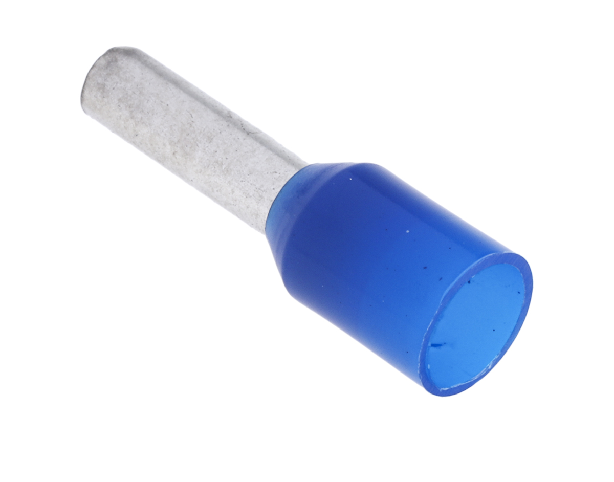 RS PRO Insulated Crimp Bootlace Ferrule, 8mm Pin Length, 2.2mm Pin Diameter, 2.5mm² Wire Size, Blue