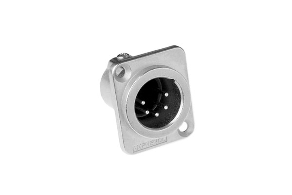 Amphenol Industrial Chassis Mount XLR Connector, Male, IP40, 133 V, 5 Way, Silver Plating
