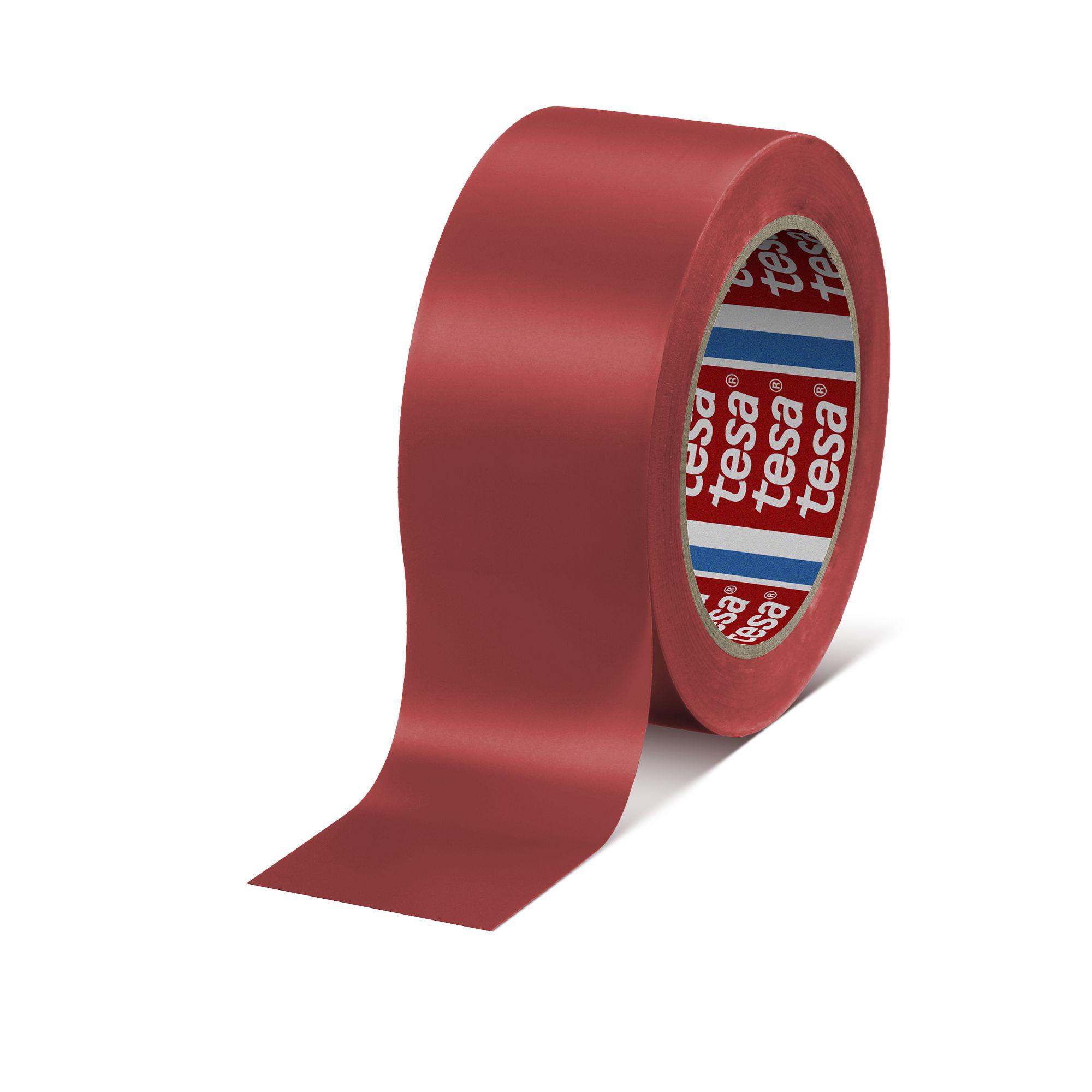Tesa 60760 Red Soft PVC 33m Floor Tape, 0.15mm Thickness