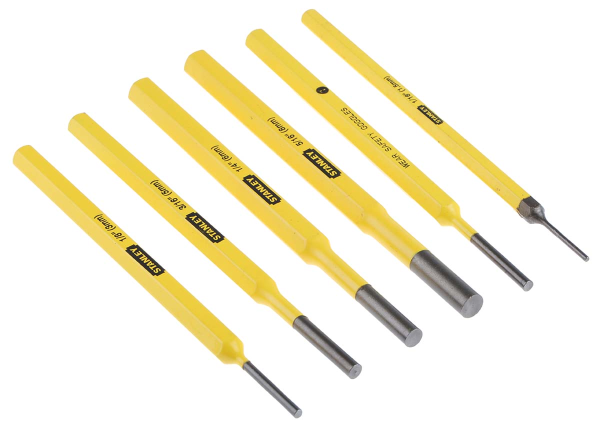 Stanley 6-Piece Punch Set, Pin Punch, 1.5 → 3 mm Shank