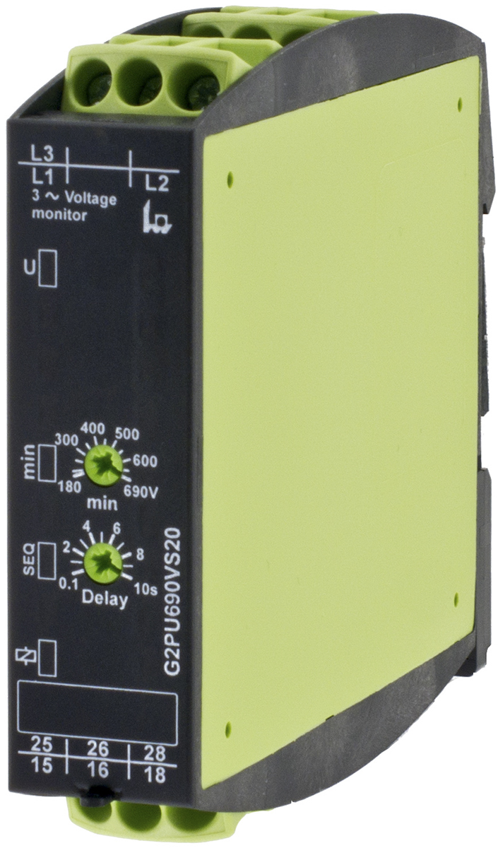Tele Phase, Voltage Monitoring Relay, 3 Phase, DPDT, DIN Rail