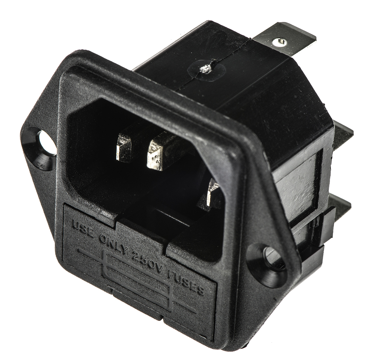 Bulgin C14 Panel Mount IEC Connector Male, 10A, 250 V, Fuse Size 5 x 20mm