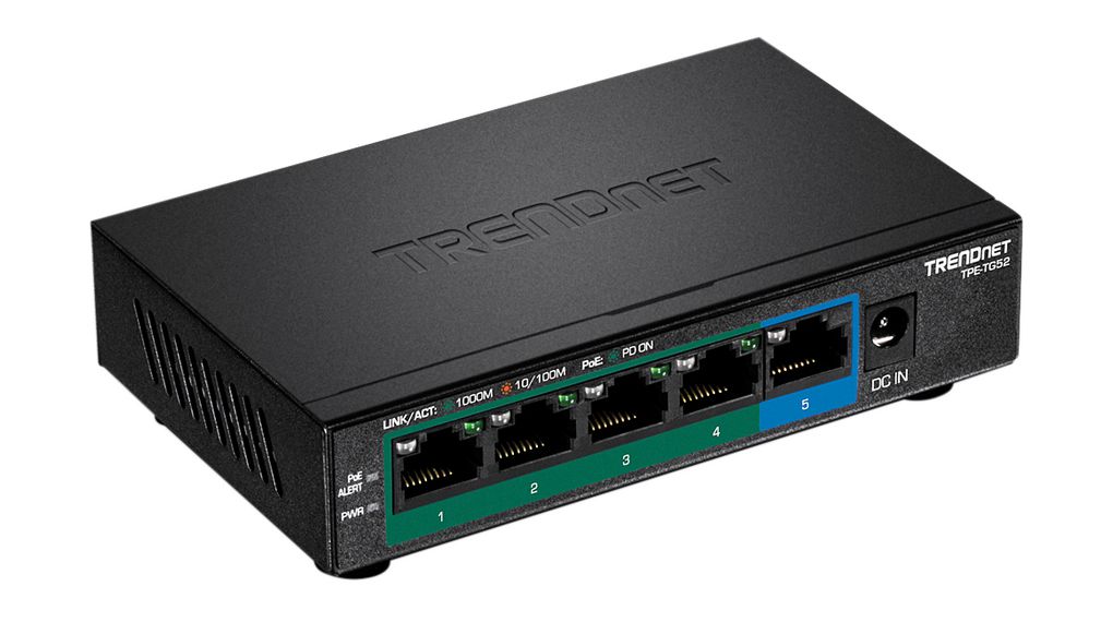 Trendnet TPE-TG52, Unmanaged 5 Port Ethernet Switch With PoE