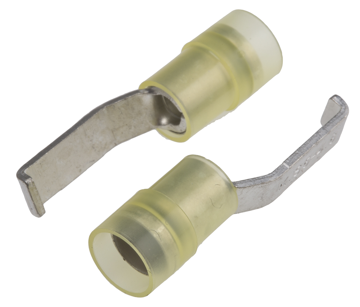 RS PRO Hooked Insulated Crimp Blade Terminal 17.2mm Blade Length, 4mm² to 6mm², 12AWG to 10AWG, Yellow