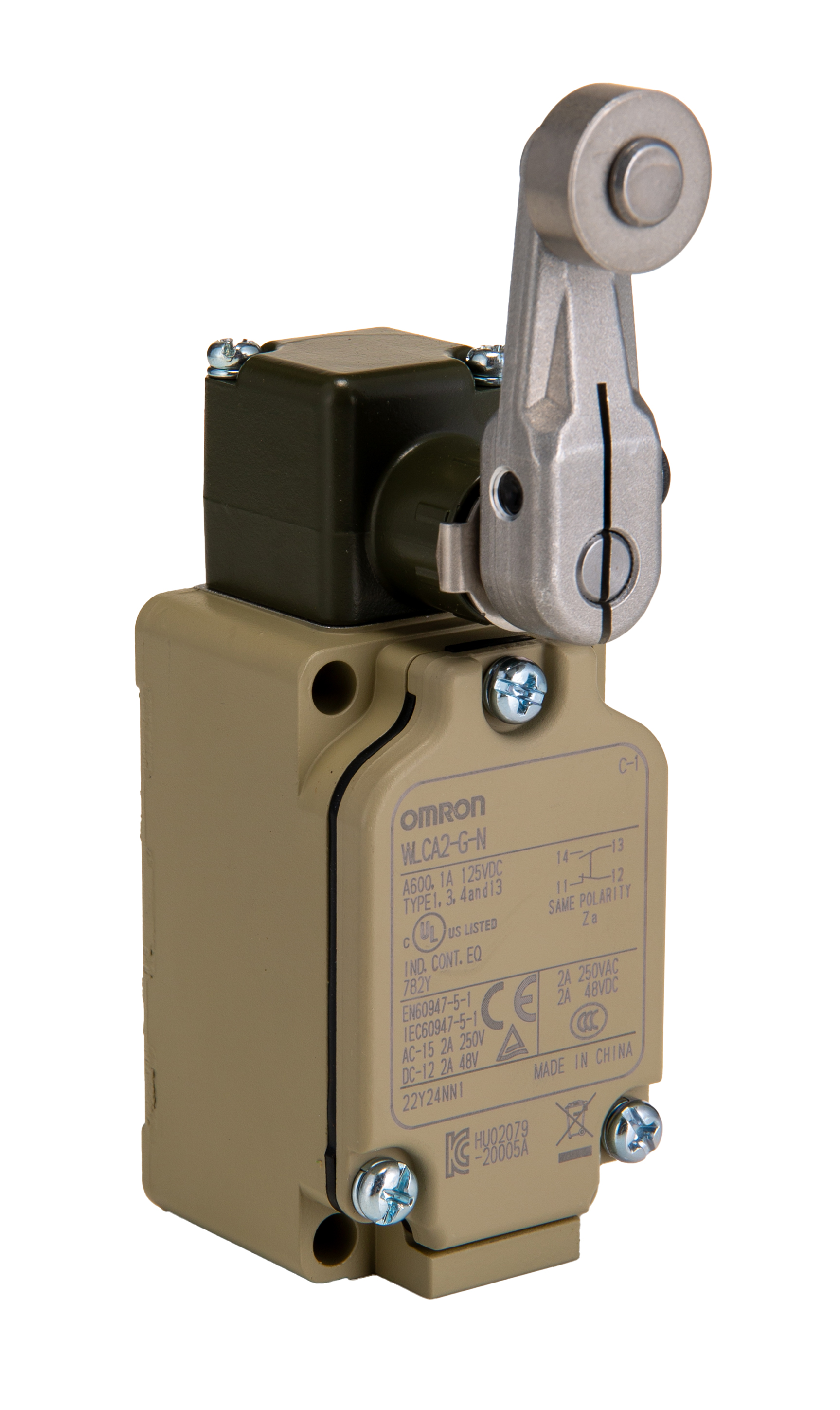 Omron WL Series Roller Lever Limit Switch, 1NO/1NC, IP67, DPST, Metal Housing, 250V ac Max, 2A Max