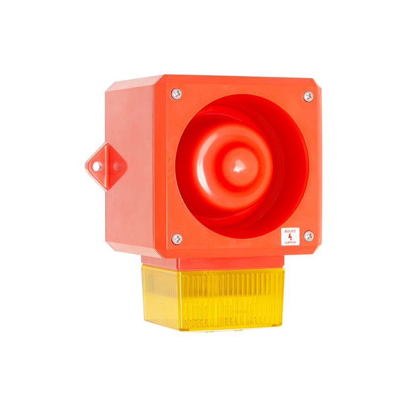 Clifford & Snell YL50 Series Yellow Sounder Beacon, 115 V ac, IP66, Wall Mount, 112dB at 1 Metre