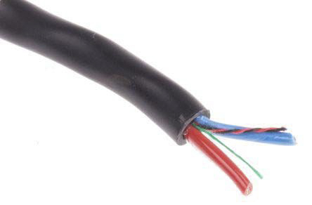 RS PRO 2.5 mm² 2 Core Power Cable, Black PVC, 100m