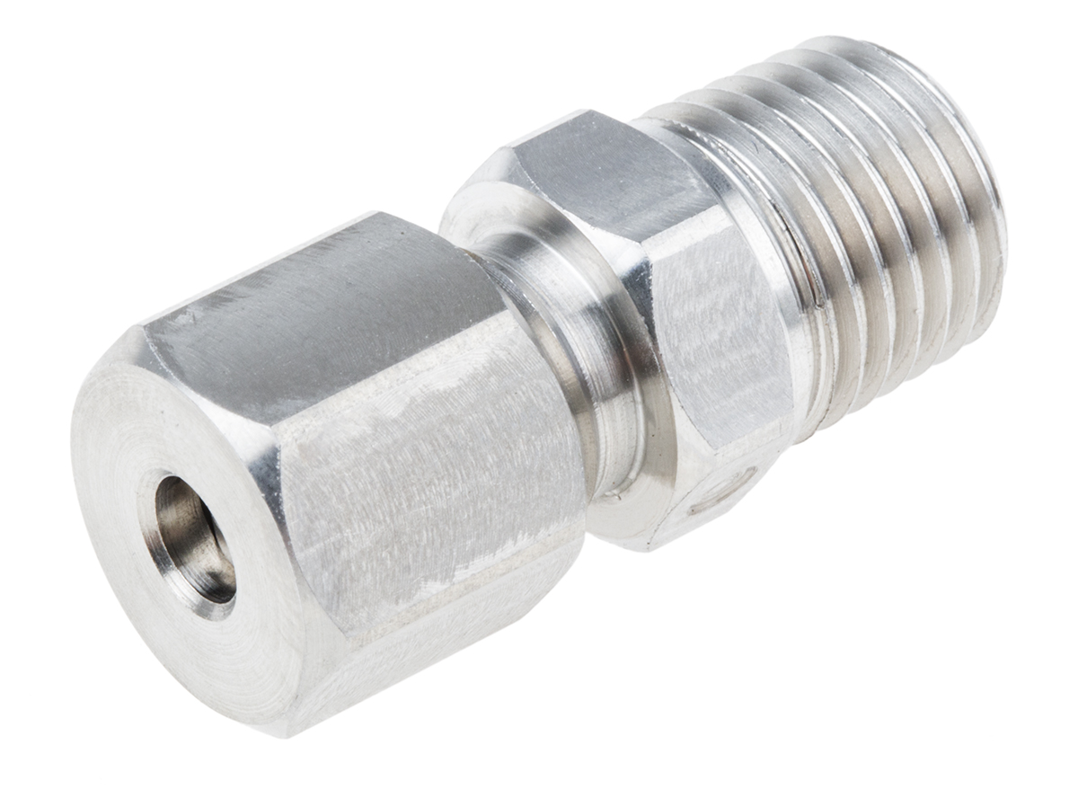 RS PRO 1/4 NPT Compression Fitting for Use with Thermocouple or PRT Probe, 3/16in Probe, RoHS Compliant Standard