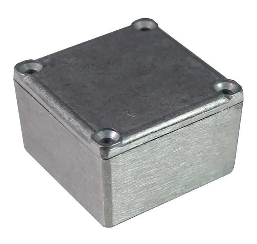 RS PRO Silver Die Cast Aluminium General Purpose Enclosure, IP54, Black Lid, 51 x 51 x 32mm