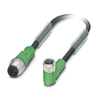 Phoenix Contact Male 3 way Straight Plug M12 to Female 3 way Angled Socket M8 Sensor Actuator Cable, 3 m