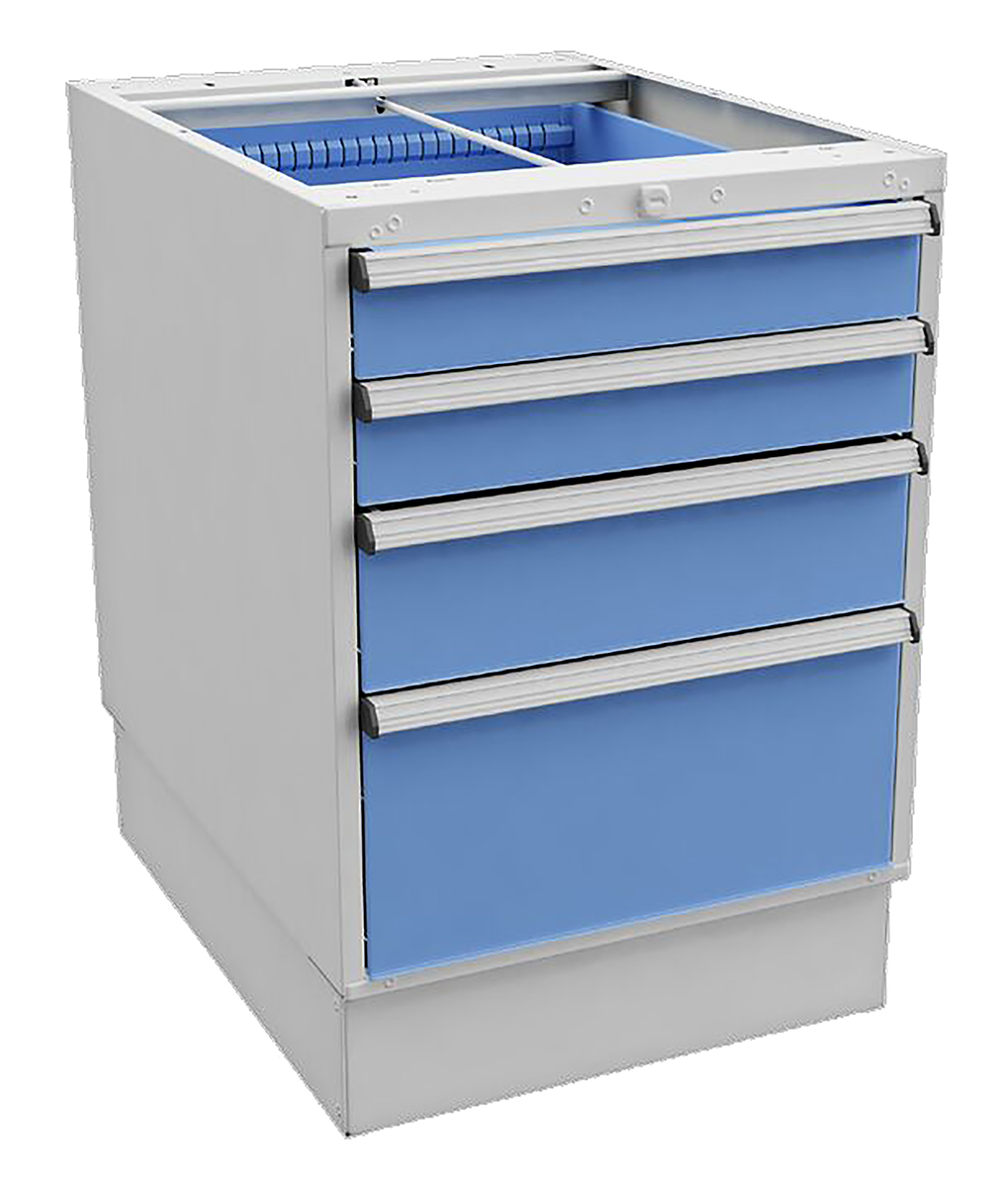 Treston 4 Drawer Unit, Steel, 800mm x 550mm x 715mm, Blue, Grey