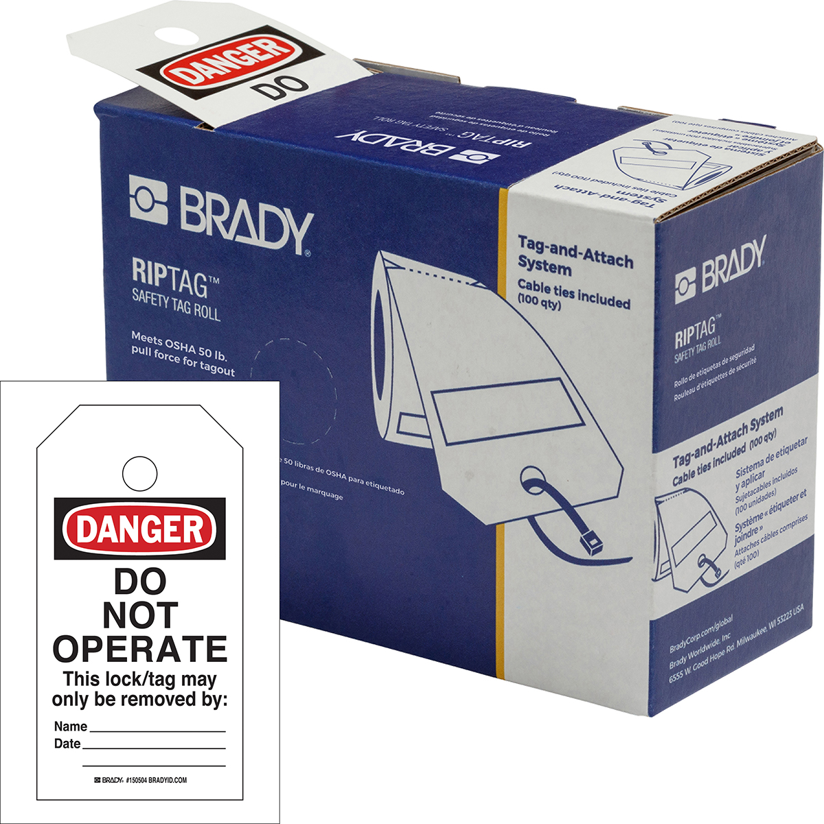 Brady White on Red Safety Prohibition Tag, English Language, 100 per Pack