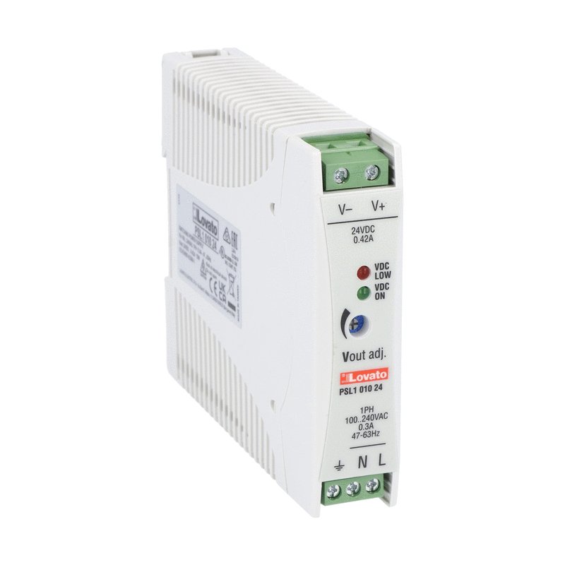 Lovato PSL DIN Rail Power Supply, 100 → 240V ac ac Input, 24V dc dc Output, 420mA Output, 10W