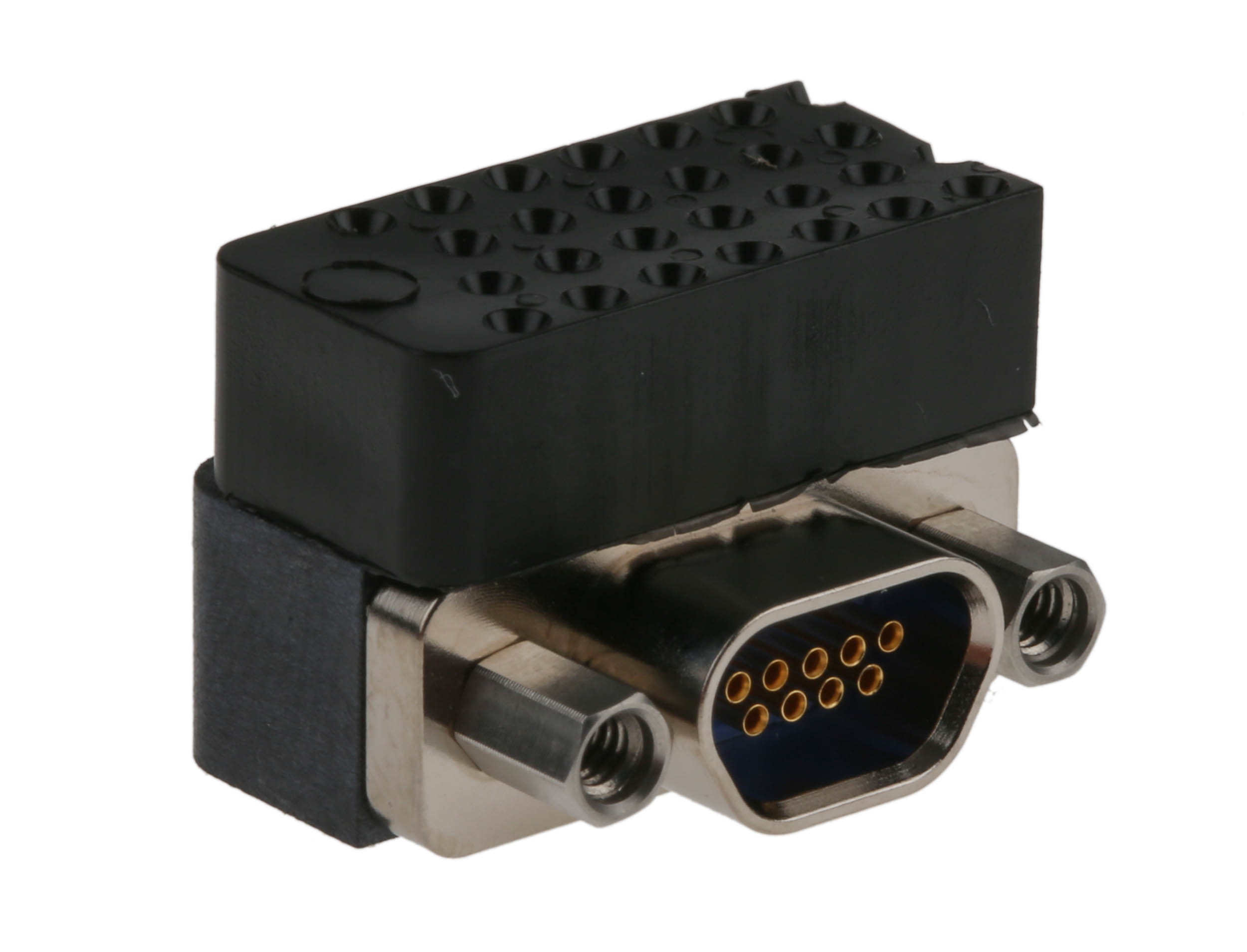 Glenair MWDM 9 Way Right Angle Through Hole D-sub Connector Socket, 2.54mm Pitch