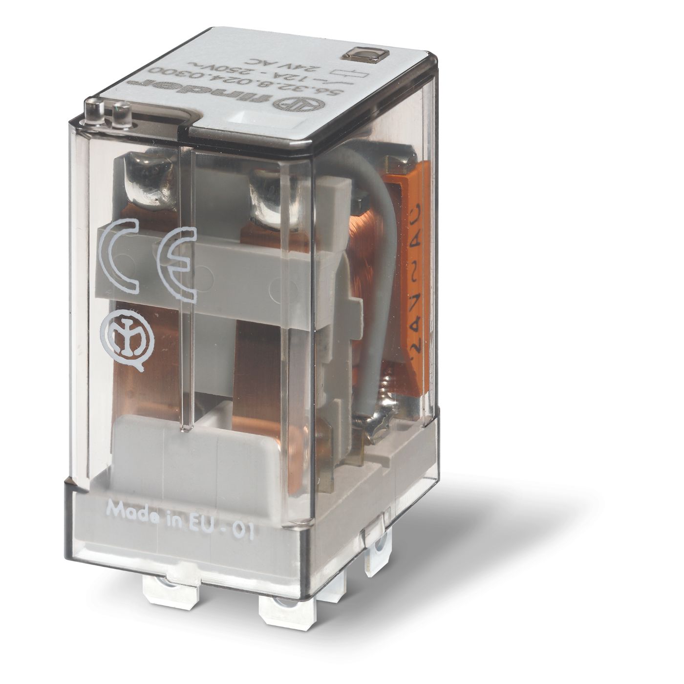 Finder Plug-In Mount Power Relay Module, 110V dc Coil, 20A Switching Current