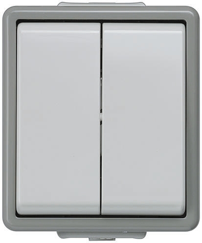 Siemens Grey Rocker Light Switch, 1 Way, 2 Gang, Delta