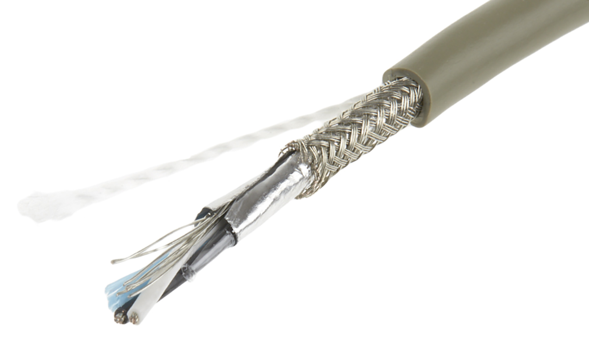 Alpha Wire ProTekt Series Data Cable, 1 Pairs, 2 Cores, 0.23 mm², Screened, 24 AWG, 100m, Foil and Braid Shield