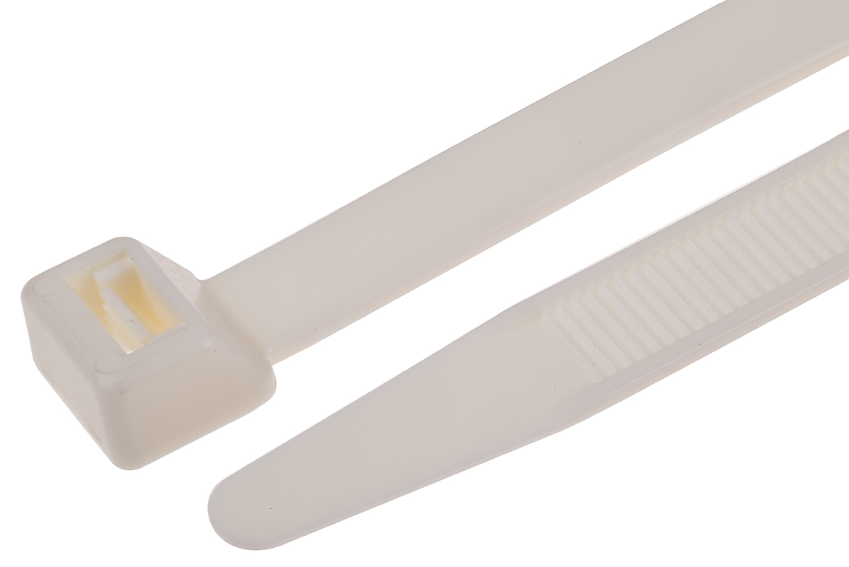 RS PRO Cable Tie, Flame Retardant, 280mm x 12.7 mm, Natural Nylon, Pk-50