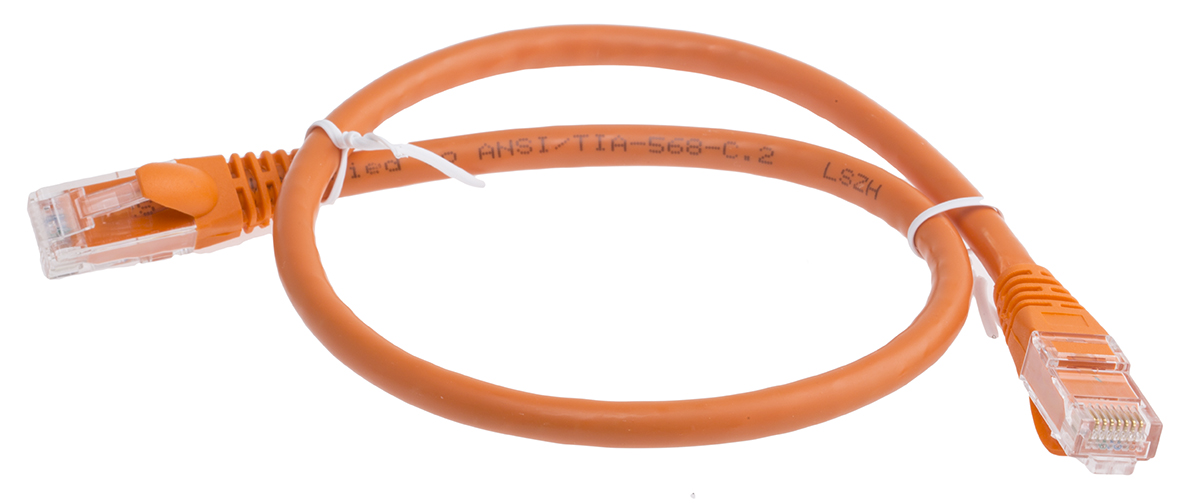 RS PRO, 0.5m Cat6, Orange RJ45 to Male RJ45 Male, U/UTP Unshielded, Terminated LSZH Sheath